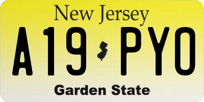 NJ license plate A19PYO