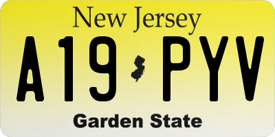 NJ license plate A19PYV