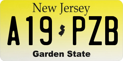 NJ license plate A19PZB