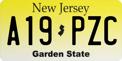 NJ license plate A19PZC