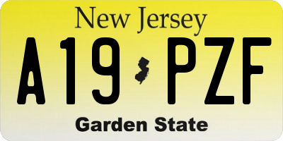 NJ license plate A19PZF