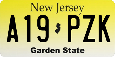 NJ license plate A19PZK