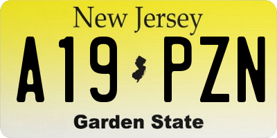 NJ license plate A19PZN