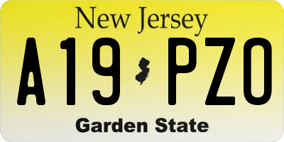 NJ license plate A19PZO