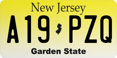 NJ license plate A19PZQ