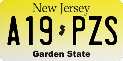 NJ license plate A19PZS