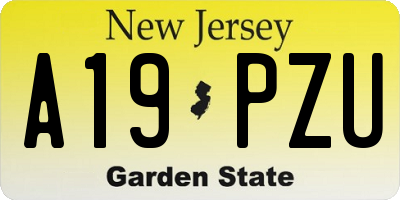 NJ license plate A19PZU