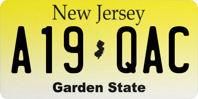 NJ license plate A19QAC