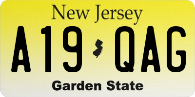 NJ license plate A19QAG