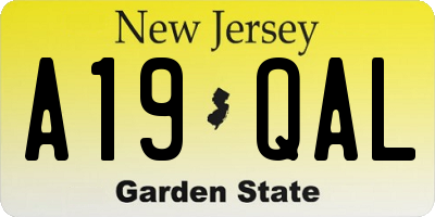 NJ license plate A19QAL