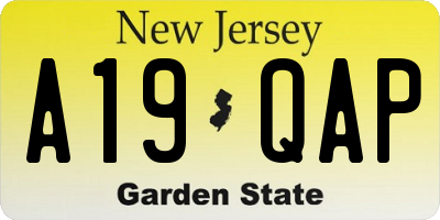 NJ license plate A19QAP