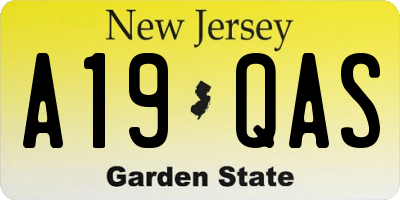 NJ license plate A19QAS