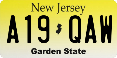 NJ license plate A19QAW