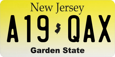 NJ license plate A19QAX