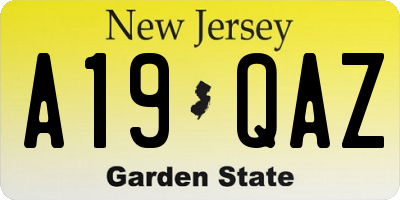 NJ license plate A19QAZ