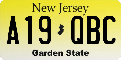 NJ license plate A19QBC