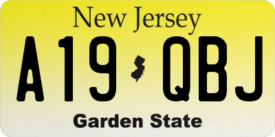 NJ license plate A19QBJ