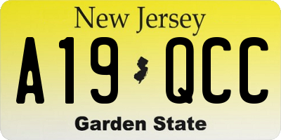 NJ license plate A19QCC