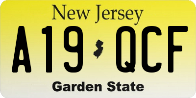 NJ license plate A19QCF