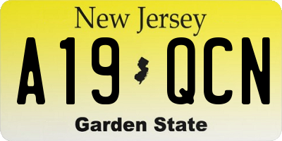NJ license plate A19QCN