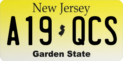NJ license plate A19QCS