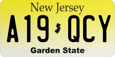 NJ license plate A19QCY