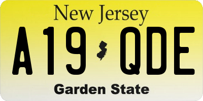 NJ license plate A19QDE