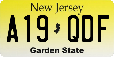NJ license plate A19QDF
