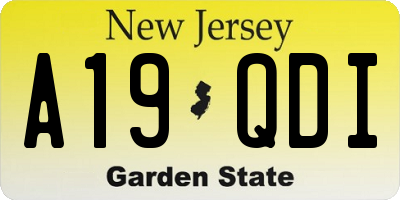 NJ license plate A19QDI