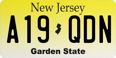 NJ license plate A19QDN