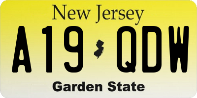 NJ license plate A19QDW