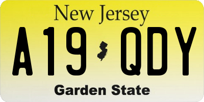 NJ license plate A19QDY