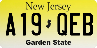 NJ license plate A19QEB