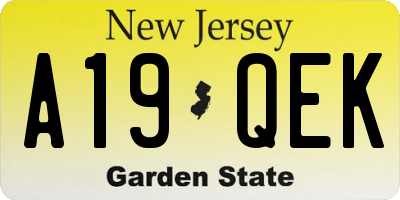 NJ license plate A19QEK