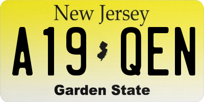 NJ license plate A19QEN
