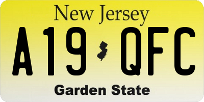 NJ license plate A19QFC