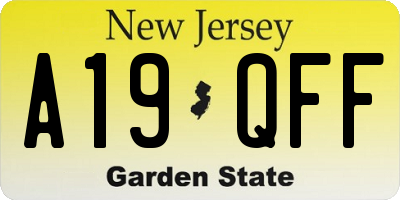 NJ license plate A19QFF