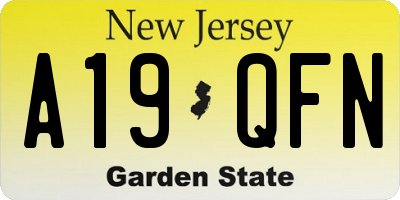 NJ license plate A19QFN
