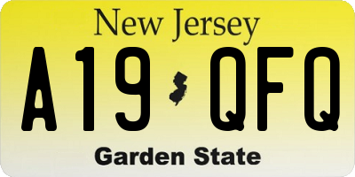 NJ license plate A19QFQ