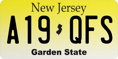 NJ license plate A19QFS