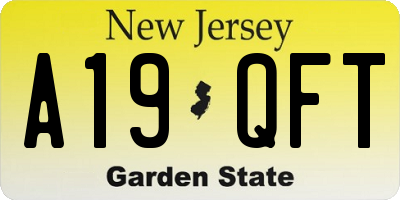 NJ license plate A19QFT