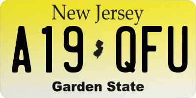 NJ license plate A19QFU