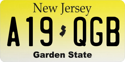 NJ license plate A19QGB