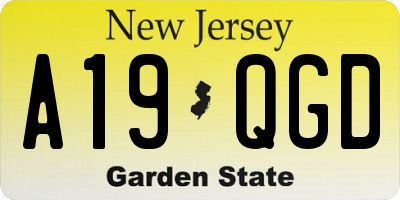 NJ license plate A19QGD