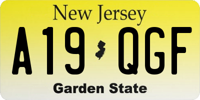 NJ license plate A19QGF