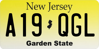 NJ license plate A19QGL