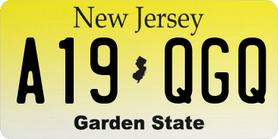 NJ license plate A19QGQ