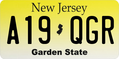 NJ license plate A19QGR