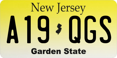 NJ license plate A19QGS
