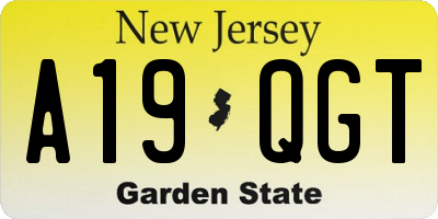 NJ license plate A19QGT